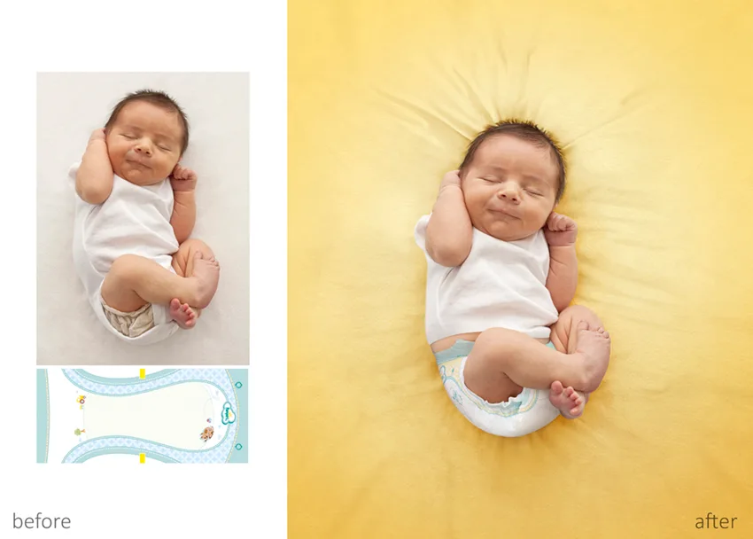 Pampers commercial retouching by Ahmed Kunhamed